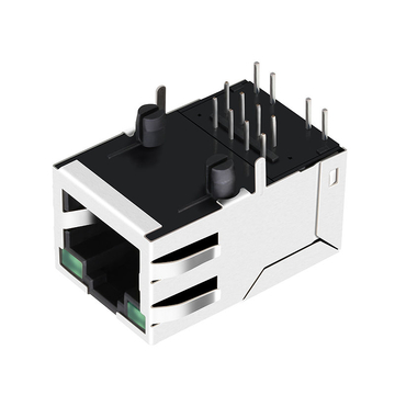 Совместимость с Belfuse SI-53021-F LINK-PP LPJ1141AWNL 10/100 Base-T Однопортовый магнитный разъем RJ45 с вилкой вверх, зеленый/зеленый светодиод (изображение 3)