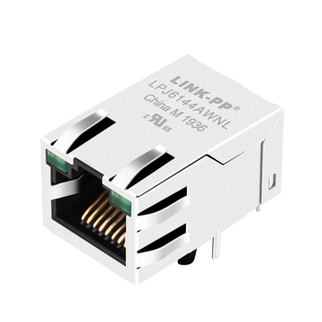 Moxie MOX-RJ45-520 Compatible LINK-PP LPJ6144AWNL 10/100 Base-T Tab Up Green/Green Led Single Port Shielded RJ45 Cat5e Connector