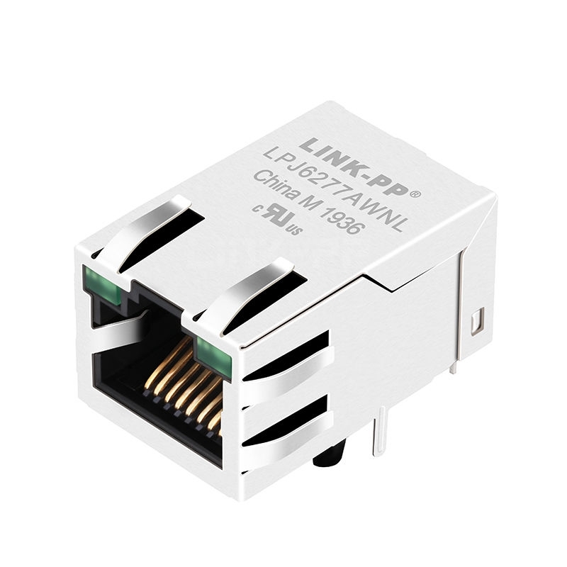Pulse JX10-0045NL Compatible LINK-PP LPJ6277AWNL 10/100 Base-T Tab Up Green/Green Led Single Port Shielded RJ 45 Female Connector