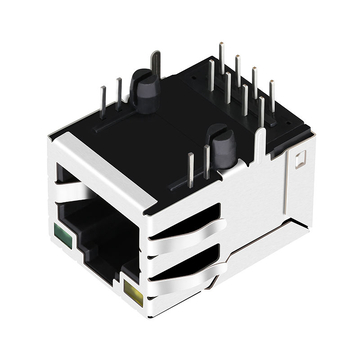 Двуручный KRU1T041-34-LF Совместимый LINK-PP LPJ16117ADNL 10/100 Base-T Tab Up Yellow/Green Led Single Port Shielded Magnetic RJ45 Connector image 3