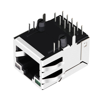 متوافق مع كلا اليدين 24-01017HU23-1 LINK-PP LPJG16394A30NL 100/1000 Base-T Tab Up Green/Green&Selre LED Single Port Shielded RJ45 Female PCB Connector (صورة 3)