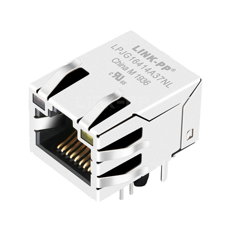 MTJ-88TUX1-FSD-PG-VLL-M219 Compatible LINK-PP LPJG16414A37NL 100/1000 Base-T Tab Up Green&Orange/Yellow Led Single Port Shielded 8P8C RJ45 Magjack Connector