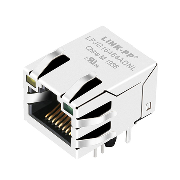Pulse JXD1-0015NL Compatible LINK-PP LPJG16464ADNL 100/1000 Base-T Tab Up Yellow/Green Led Single Port Shielded 8P8C Ethernet Magjack
