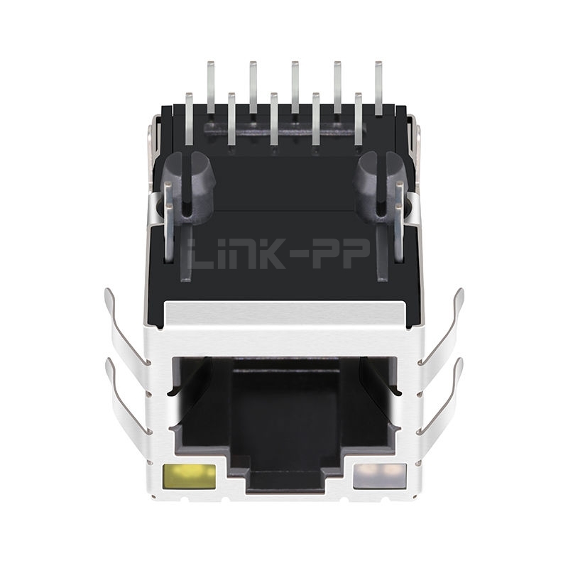 LPJK7036-1A98NL 1000 Base-T Tab Up Orange&Green/Yellow Led Single Port Industrial RJ45 Connector