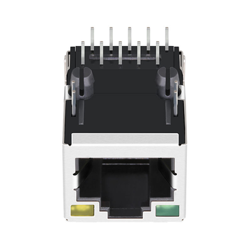 LINK-PP LPJG16402BENL Однопортовый RJ45-разъем 100/1000 Base-T со встроенными магнитами. Светодиодный индикатор зеленого/желтого цвета (изображение 5) направлен вверх.