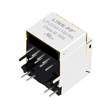 LPJD5011BDNL 10/100 Base-T 垂直型 RJ45 コネクタ 上部エントリー 黄/緑 LED 画像 3