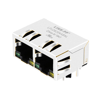 Compatible con ARJ12A-MASD-AB-FMU2 LINK-PP LPJ26204ABNL 100 Base-T RJ45 1x2 puerto 8p8c Jacks conector de soporte de PCB pestaña abajo LED verde/amarillo