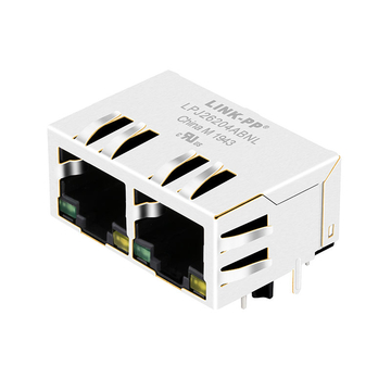 Hanrun HR911205 Compatible LINK-PP LPJ26204ABNL 10/100 Base-T 8p8c Tab Down Green/Yellow LED 1x2 Port RJ45 Jack