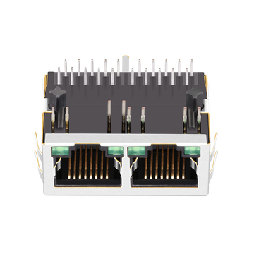 هالو HFJ12-E1G46ER-L11RL متوافق LINK-PP LPJG26918AFNL 10/100/1000 Base-T 10p8c Tab Down Green/Green LED 1x2 Port RJ45 Connector image 2
