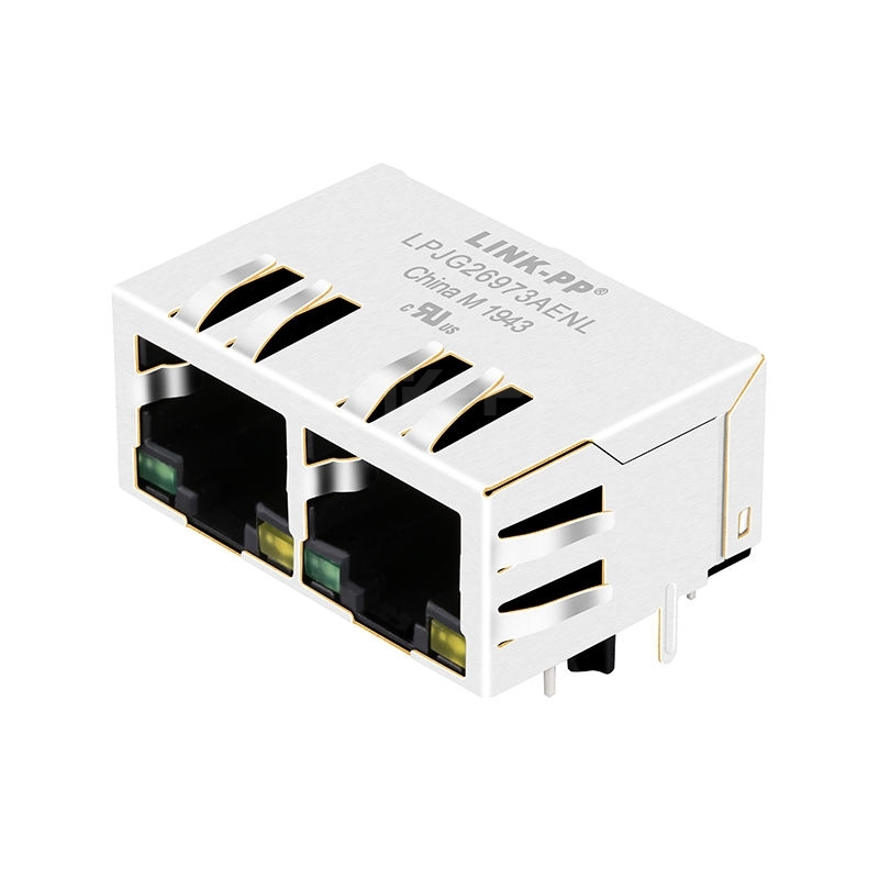 Halo HFJ12-1G16ER-L12RL Compatible LINK-PP LPJG26973AENL 100/1000 Base-T Green/Yellow Led Tab Down 1x2 Port Ethernet RJ45 Jack