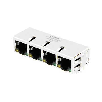 Hanrun HR911449BE Compatible LINK-PP LPJ46441ADNL 10/100 Base-T Tab Down Yellow/Green LED 1x4 Port Ethernet RJ45 Connection