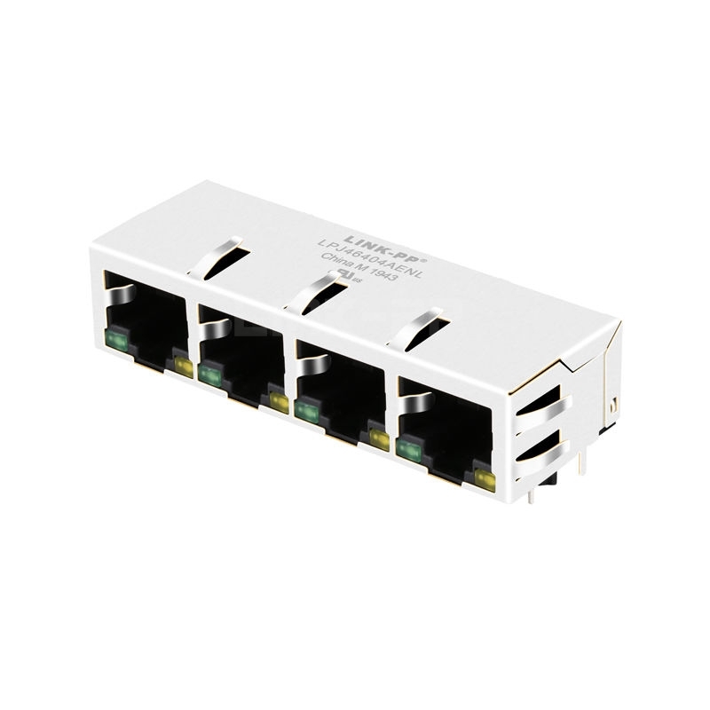 LPJ46404AENL 10/100 Base-T Tab Down Green/Yellow LED 1x4 Port RJ45 Jack Connection