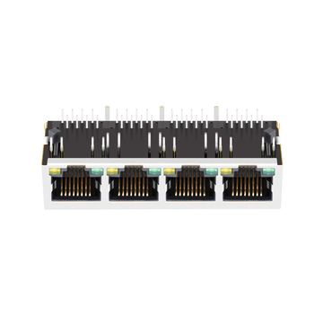 Hanrun HR931402AE Compatible LINK-PP LPJ46401BENL 10/100 Base-T 1x4 Port RJ45 Jack Magnetics Tab Down Green/Yellow LED image 2