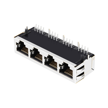 Halo HFJ14-2450ERL Compatible LINK-PP LPJ46204CNL 10/100 Base-T 1x4 Port RJ45 Magnetic Jack Tab Down Without LED image 3