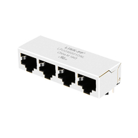 LPJG46801DNL 100/1000 Base-T Gigabit RJ45 1x4 shielded Magnetic jacks Without Led Tab Down