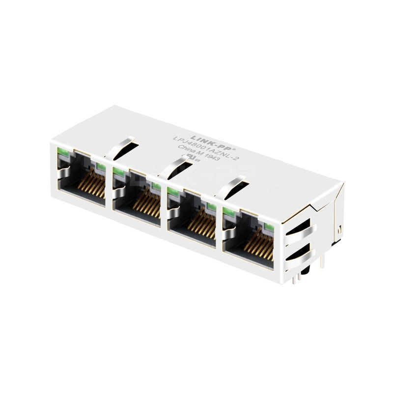 LPJ48001AZNL-2 10/100 Base-T Tab Up Green/Green LED 1x4 Port Filter Connector Module