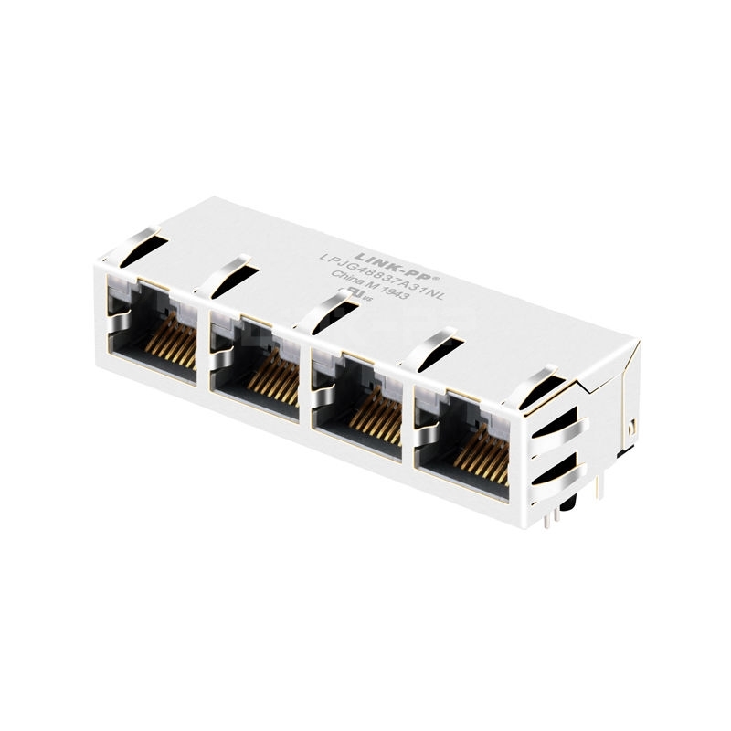 Pulse JG0-0098NL Compatible LINK-PP LPJG48837A31NL 10/100/1000 Base-T 1x4 Port Connector Lan RJ45 Tab Up Green&Orange/Green&Orange LED