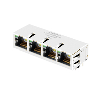 متوافق مع XFMRS XFGIG8NA-CTGxu4-4M LINK-PP LPJG49883AHNL 1000 Base-T 1x4 Port RJ45 Pcb Jack Tab Up أخضر/أصفر LED