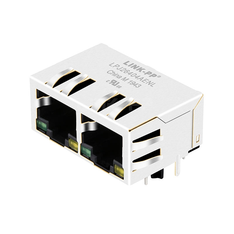 Pulse JX80-0037NL Compatible LINK-PP LPJ26404AENL 10/100 Base-T Tab Down Green/Yellow LED 1x2 Port RJ45 Connectors w/o Magnetics
