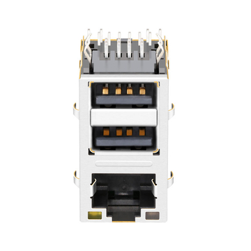 Hanrun HY981160C Compatible LPJU4111AONL 10/100 Base-T magjack rj45 with DUAL USB Tab Up Orange&Green/Yellow LED image 5