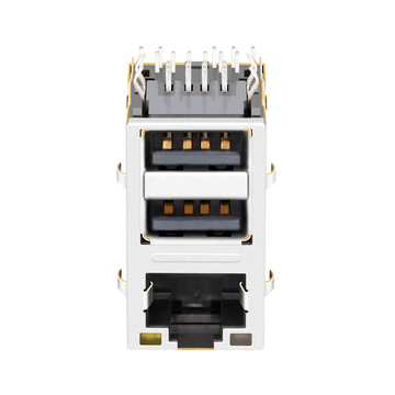 Совместимость с Belfuse 0862-1J1T-43-F LINK-PP LPJU4232A64NL Разъем RJ45 Base-T 10/100/1000 с двумя USB-портами, зеленый и оранжевый/желтый светодиод (изображение 2)