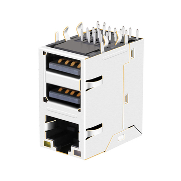 Совместимость с Belfuse 0862-1J1T-43-F LINK-PP LPJU4232A64NL Разъем RJ45 Base-T 10/100/1000 с двумя USB-портами, зеленый и оранжевый/желтый светодиод (изображение 3)