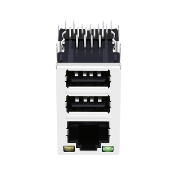 Συμβατό με Belfuse C893-1AX1-E1 LINK-PP LPJU5009B28NL Πράσινο/Κίτρινο LED 10/100 Base-T Tab Up με ΔΙΠΛΗ υποδοχή USB RJ45 εικόνα 2
