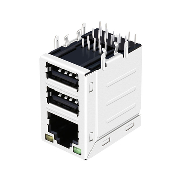 Συμβατό με Belfuse C893-1AX1-E1 LINK-PP LPJU5009B28NL Πράσινο/Κίτρινο LED 10/100 Base-T Tab Up με ΔΙΠΛΗ υποδοχή USB RJ45 εικόνα 3