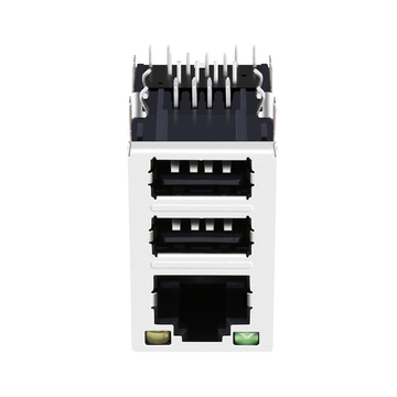 LPJU5117BPNL 10/100 Base-T RJ45 magjack connector with DUAL USB Tab Up Green/Yellow LED image 2