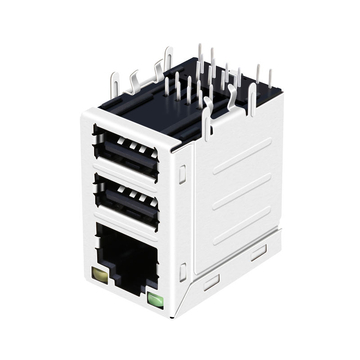 LPJU5117BPNL 10/100 Base-T RJ45 magjack connector with DUAL USB Tab Up Green/Yellow LED image 5