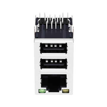 Compatibile con Belfuse C893-1DX1-E5 LINK-PP LPJU5012BGNL Connettore magnetico RJ45 10/100 Base-T con doppia porta USB e LED giallo/verde (immagine 2)