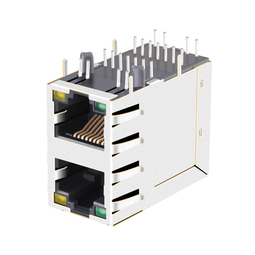 Compatibile con Belfuse 0845-2G1T-H5-F LINK-PP LPJ17633AENL Connettore Ethernet RJ45 a 2 porte 10/100 Base-T con LED verde/giallo, immagine 1