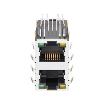 LPJ17633BDNL Connettore RJ45 8P8C a 2 porte con linguetta in su e LED giallo/verde, 10/100 Base-T, immagine 2