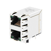 Compatible Belfuse 0845-2G1T-S5 LINK-PP LPJ17641AFNL 10/100 Base-T LED jaune/verte 2x1 port prise réseau RJ45 image de pouce 1