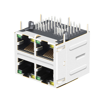 XFMRS XFVOIP5E-STKVDxu4-4 Compatibel LINK-PP LPJ27401ADNL 10/100 Base-T Geel/Groene LED 2x2 Poort RJ45 Vrouwelijke Connector afbeelding 3