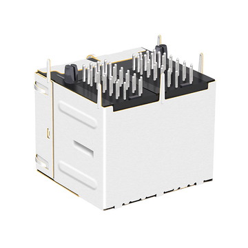 XFMRS XFVOIP5E-STKVDxu4-4 Compatibel LINK-PP LPJ27401ADNL 10/100 Base-T Geel/Groene LED 2x2 Poort RJ45 Vrouwelijke Connector afbeelding 4