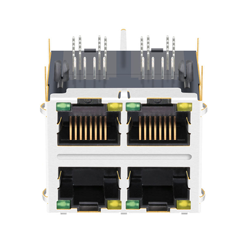 XFMRS XFVOIP5E-STKVDxu4-4 Compatibel LINK-PP LPJ27401ADNL 10/100 Base-T Geel/Groene LED 2x2 Poort RJ45 Vrouwelijke Connector afbeelding 2