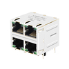 LPJ27434AFNL 10/100 Base-T Tab Up أخضر/أخضر LED 2X2 منفذ مقبس معياري RJ45 8 Pin Connector صورة الإبهام 1
