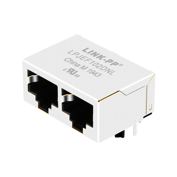 Compatible con TE 5406443-2 LINK-PP LPJEF102DNL Conector modular RJ45 de 1x2 puertos sin imanes integrados, pestaña hacia abajo, sin LED