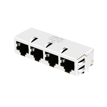 Molex 441500012-4 Compatible LINK-PP LPJEF104CNL Tab Down Without LED 1X4 Port RJ45 Jack without Integrated Magnetics