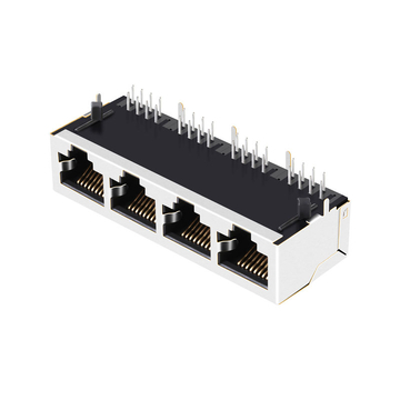 Tab omlaag zonder LED 1X4 poort afgeschermde RJ45-aansluiting zonder geïntegreerde magneten afbeelding 3