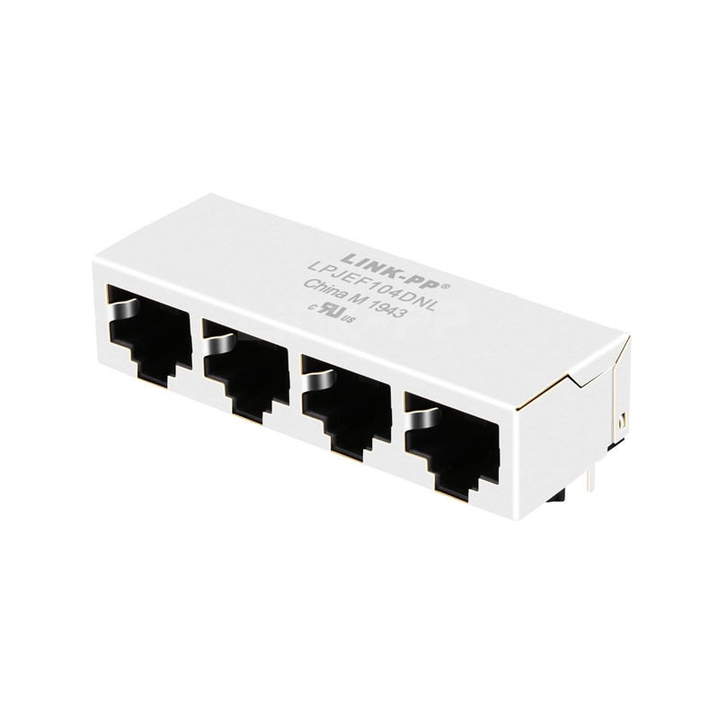 WE 615032137821 Compatible LINK-PP LPJEF104DNL 1X4 Port Modular Jack Connector without Integrated Magnetics Tab Down Without  LED