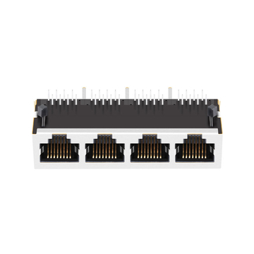 Tab omlaag zonder LED 1X4 poort afgeschermde RJ45-aansluiting zonder geïntegreerde magneten afbeelding 2