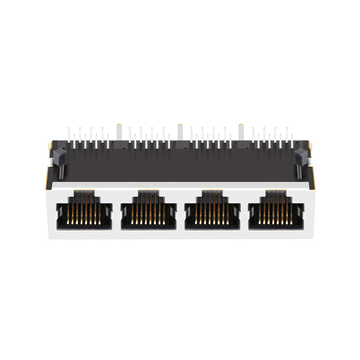 WE 615032137821 互換 LINK-PP LPJEF104DNL 1x4ポートモジュラージャックコネクタ（内蔵マグネティックなし、タブダウン、LEDなし、画像2）
