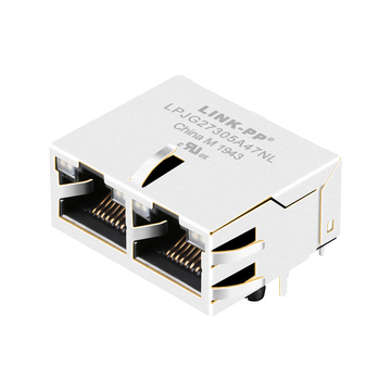 LPJG27305A47NL 10 100 1000 base-t 1x2 port gigabit rj45 magjack tab up green&yellow green&yellow led