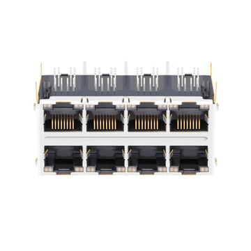 10/100 Base-T Tab Up Groen & Oranje/Groen & Oranje LED 2x4 Poort RJ45 Jack Connector afbeelding 2