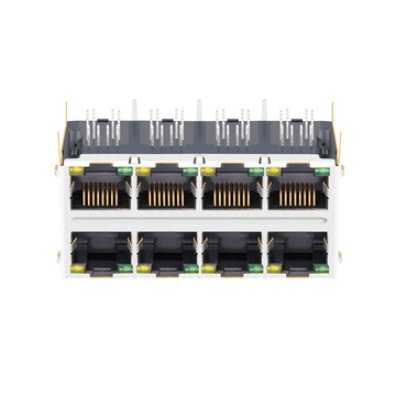 LPJ47408AHNL 10 100 base-t 2x4 rj45 magjack tab up green yellow led image 2