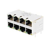 RM4-11NADV1F Compatible LPJ47408AHNL 10/100 Base-T 2X4 Port magnetic RJ45 Jacks Tab Up Green/Yellow LED