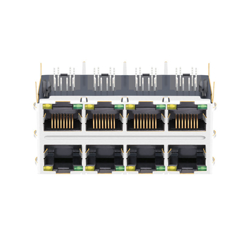 LPJ47445-8AHNL 100 Base-T RJ45 2X4 Θύρες Modular Jacks με PoE Tab Up Πράσινη/Κίτρινη εικόνα LED 2