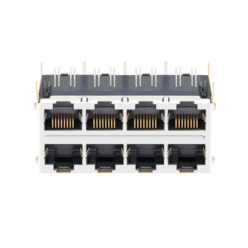 Compatibile con Belfuse 0833-2X4R-54-F LINK-PP LPJG47537CNL Connettore RJ45 schermato a 2x4 porte per montaggio su scheda, 100/1000 Base-T senza LED, immagine 2